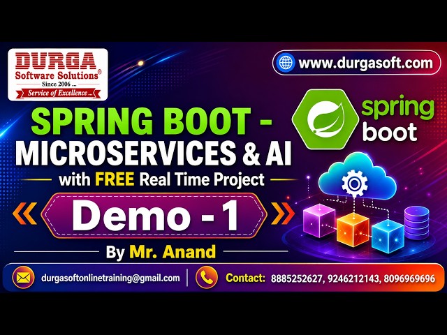SPRING BOOT - MICROSERVICES & AI tutorials || Demo - 1 || by Mr. Anand On 21-09-2026 @10PM (IST)