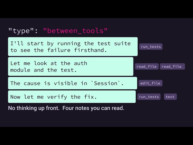 Turn off up-front thinking on Claude Sonnet 5.5 with between_tools