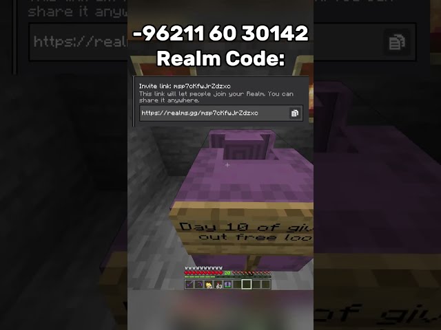 Day 10 of giving out free loot (realm code in description) #minecraft #gaming #funny