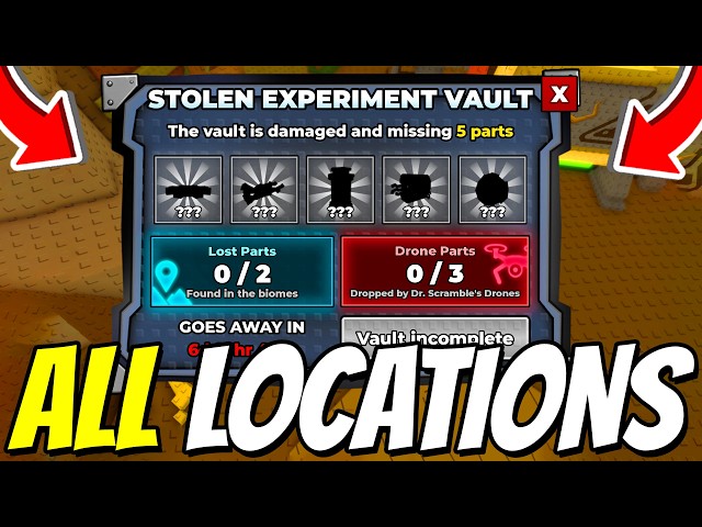 How To FIND ALL 5 VAULT PART LOCATIONS In Steal An Egg! (EXPERIMENT 13 QUEST) Roblox