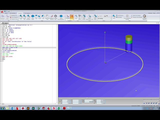 Helical interpolation milling using macro programming