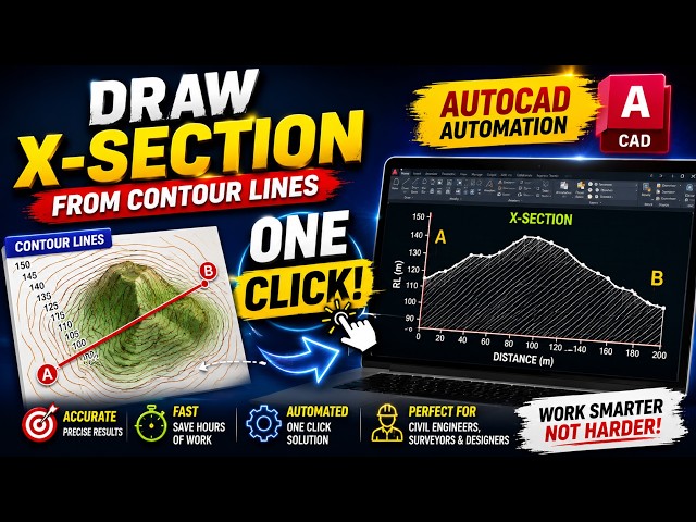 ONE CLICK X-SECTION FROM CONTOUR LINES 🔥 | AutoCAD Automation