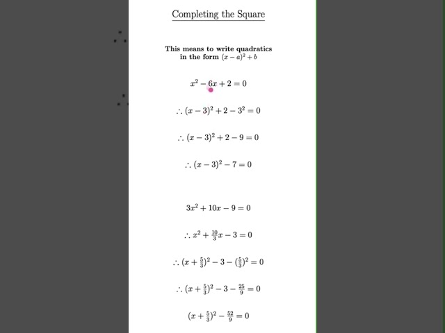 Quick reminder: completing the square