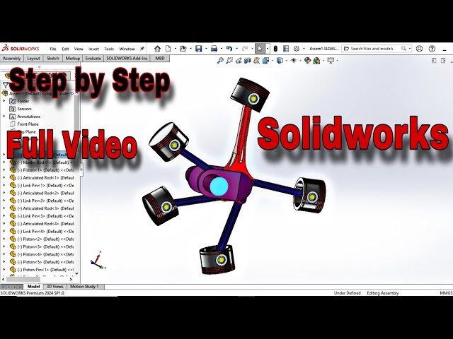 Radial Engine Assembly in SOLIDWORKS 🔥 | Step by Step 3D Modeling | Mechanical Design
