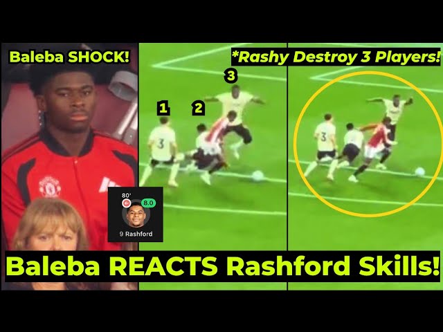Carlos Baleba CRAZY REACTION as Rashford DID THIS to 3 Ipswich Defenders during Man United 5-2 Win
