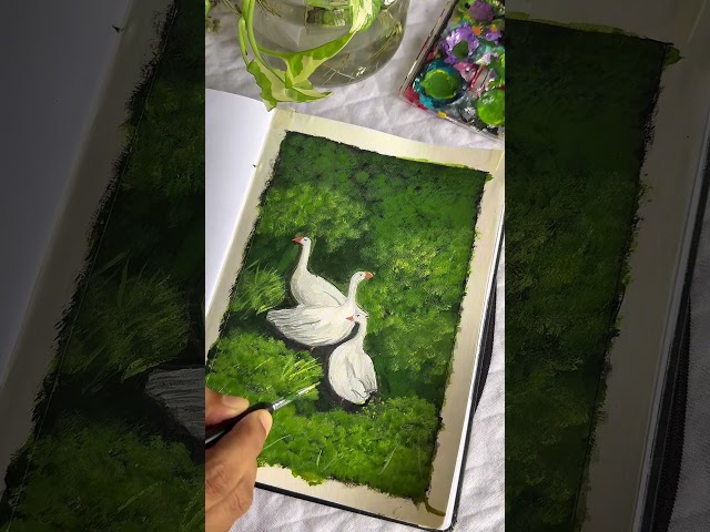 How to paint beautiful swan 🦢 | step by step tutorial 🌷 | easy acrylic painting 🫧 |