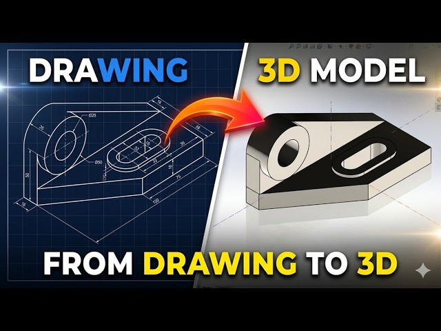 How to Model a 3D Part From a 2D Drawing (Step-by-Step CAD Tutorial)