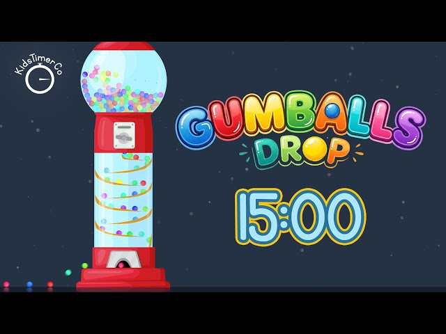 15 Min Gumball Machine Countdown! ✨🔴🍬 Fun Visual Timer for Kids
