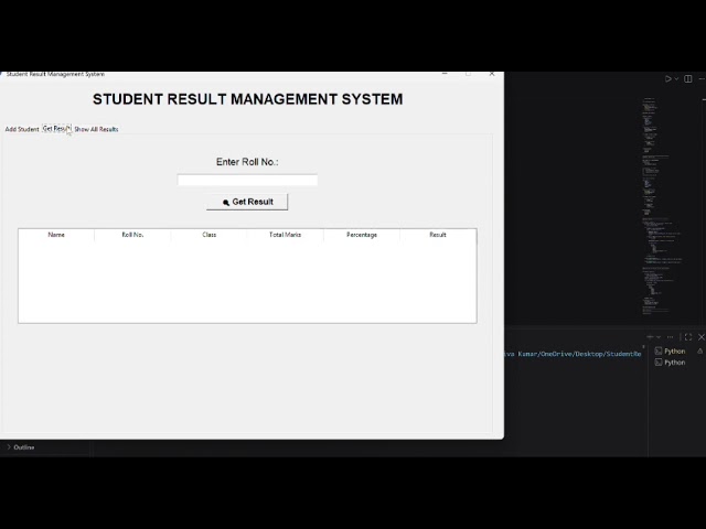 Student Result Management System, python mini project.