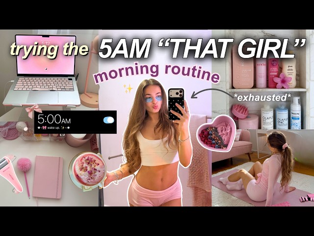I TRIED THE VIRAL 5AM MORNING ROUTINE 🎀 that girl habits & productive vlog