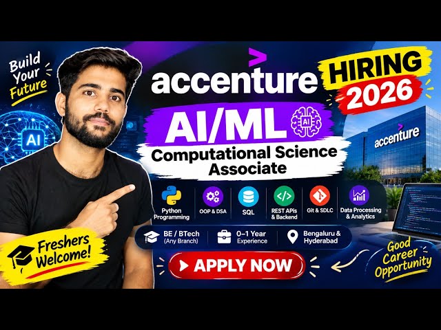 ACCENTURE HIRING 2026 🔥 AI/ML Computational Science Associate | Freshers | BE/BTech | Apply Now