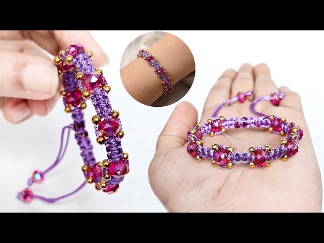 Diy beaded macrame bracelet 💖 || diy bracelet making at home || macrame bracelet tutorial