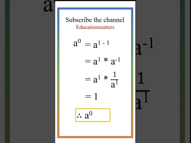 Why a^0=1🤯🤯🤔?? How it was get? Mathematical Proof | #maths #thinking #knowledge #answer #ask #proof