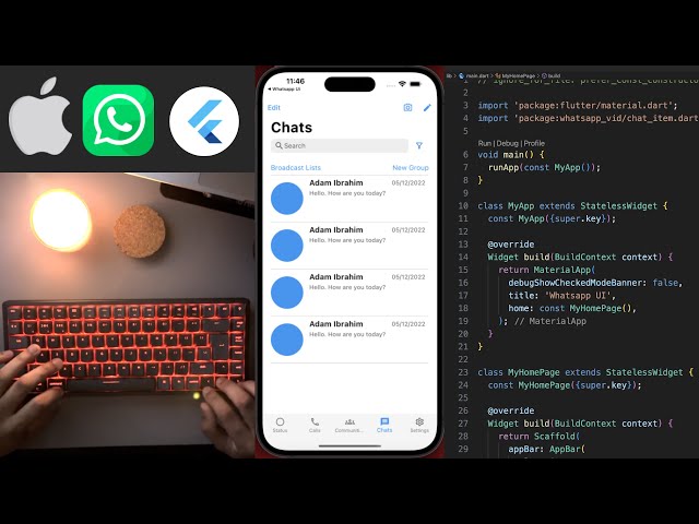 Whatsapp UI (iOS) with Flutter Pt 1 - Chats Page | Programming ASMR-Mechanical Keyboard *No Talking*