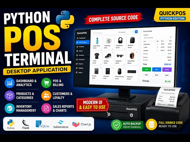 🛒 Python POS Terminal Desktop Application | Full Source Code | Flask + SQLite + Tailwind CSS