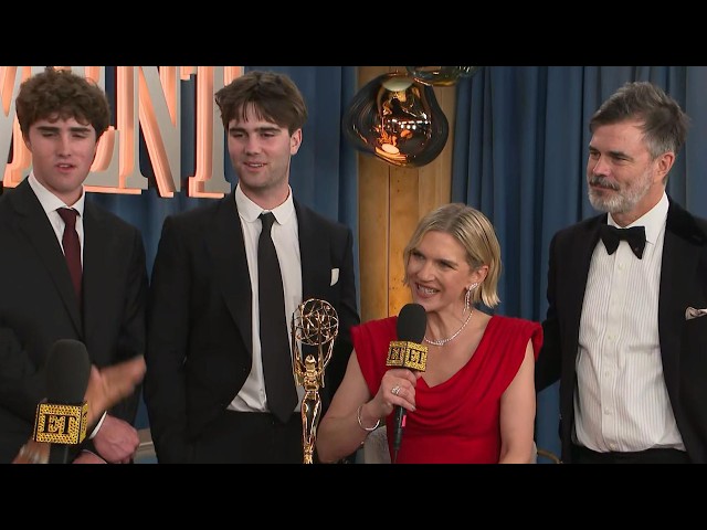 Rhea Seehorn's Sons and Partner CRASH Her Emmys Interview After 'Pluribus' Win (Exclusive)