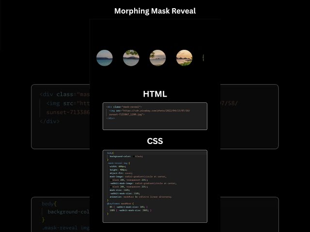 CSS Morphing Mask Reveal  #frontend #coding #cssanimation #css #csstutorial