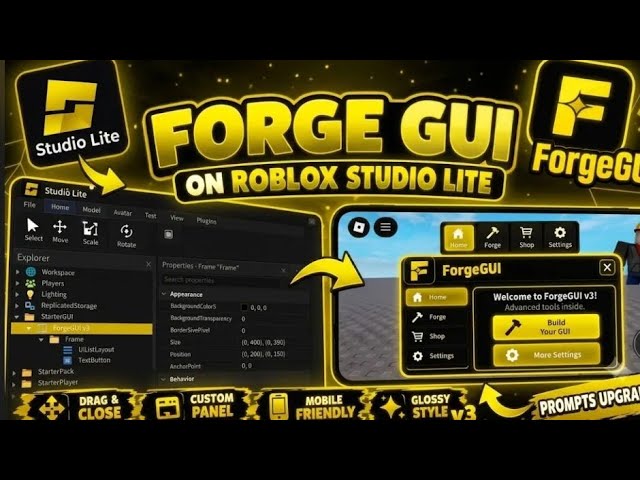 FORGE GUI V3/4 TUTORIAL ROBLOX STUDIO LITE! #studiolite #roblox 