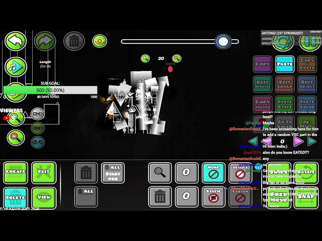 CREATING AN EXTREME DEMON  | GEOMETRY DASH |  STREAM 2 | DECORATING AND ADDING GAMEPLAY