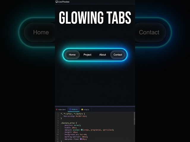 Wait… Did That Tab Just Glow?! 😳✨ | CSS Glowing Tabs #shorts #shortvideo