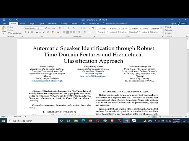 How to Format a IEEE Research Paper in Word