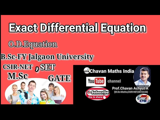 Exact Differential Equation | O.D.Equation|B.Sc-FY, Jalgaon University,|prof.Chavan Achyut A