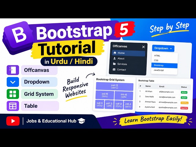 Bootstrap Tutorial | Offcanvas, Dropdown, Grid System & Table |full course of Bootstrap