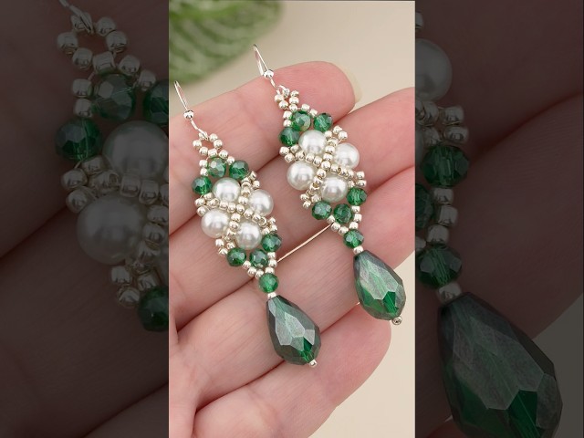 💚 Elegant Pearl Earrings You Can Make at Home! 💚 #shorts #diy