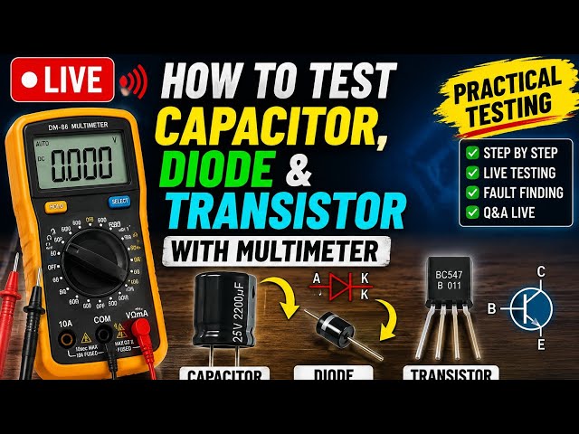 How to Test Capacitor, Diode & Transistor with Multimeter | Practical Electronics Testing