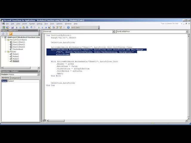 VBA Excel 2010   How to Sort a Range or List using VBA