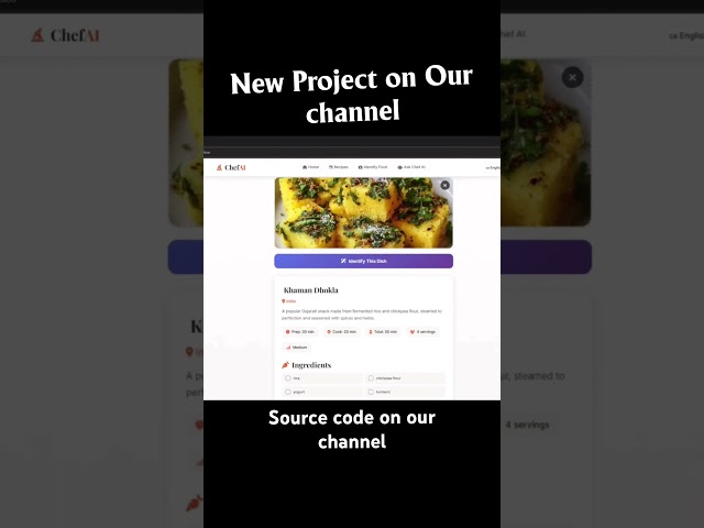 Chef Ai Project. You can use this project to enhance your resume. #mlprojects #website #aiproject