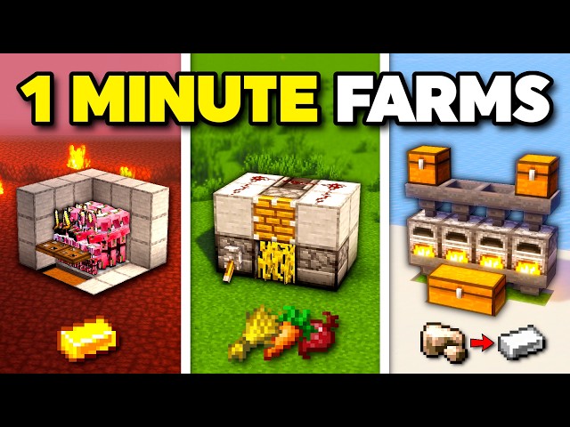 10 EASY FARMS you can build in JUST 1 MINUTE! (Minecraft 1.21/26.1)