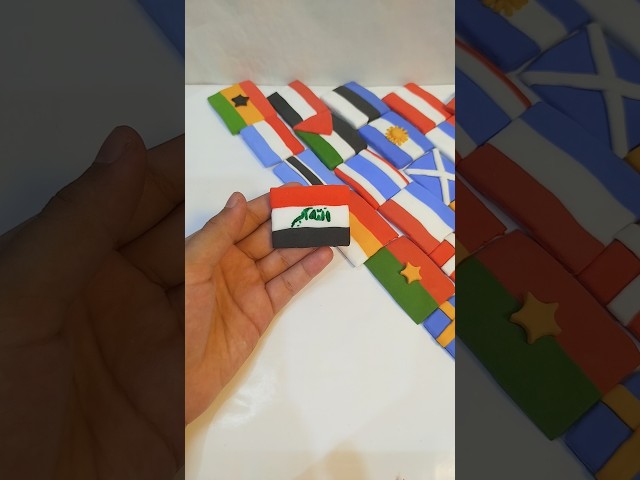 Iraq Flag Made with Clay! ✨ | Mini Country Flag Craft #trending #shorts