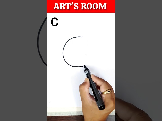 How to Draw a Cat from Letter C 🐱 | Easy Drawing #shorts