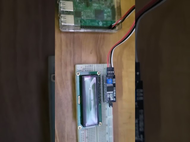 Interfacing16×2 LCD with Raspberry Pi using I2C module to display text.