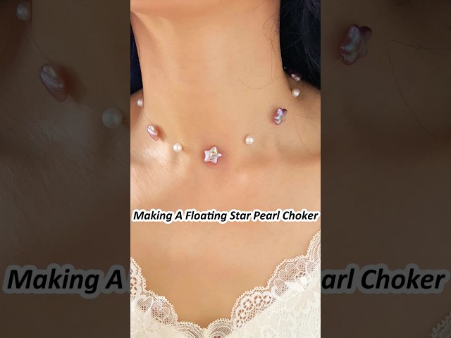 Invisible Choker Necklace with Natural Pink Pearl Stars ✨🌸