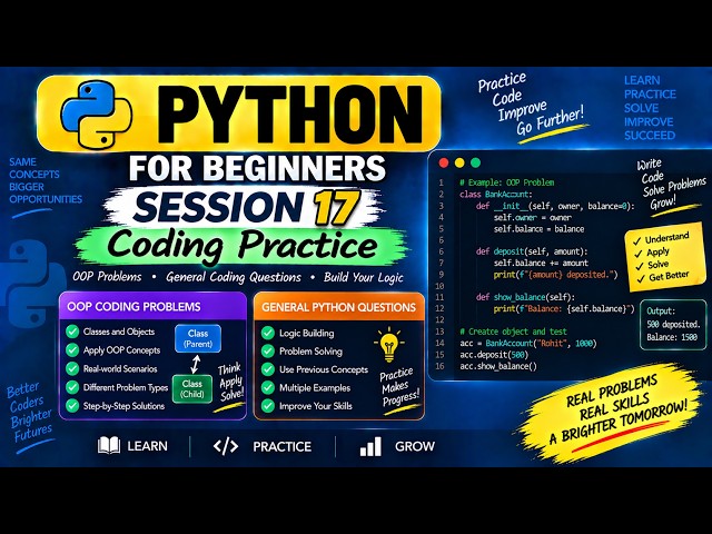 Python Session - 17 | OOP Coding Problems & Python Practice Questions