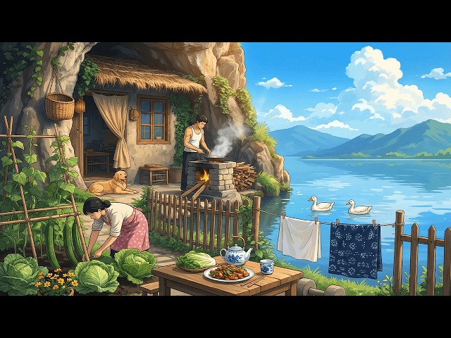 A Quiet Day in the Cave House: Farming & Cooking | Ghibli Style
