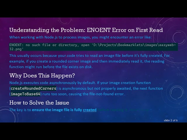 Fixing Node.js ENOENT Error When Reading Newly Created Image Files