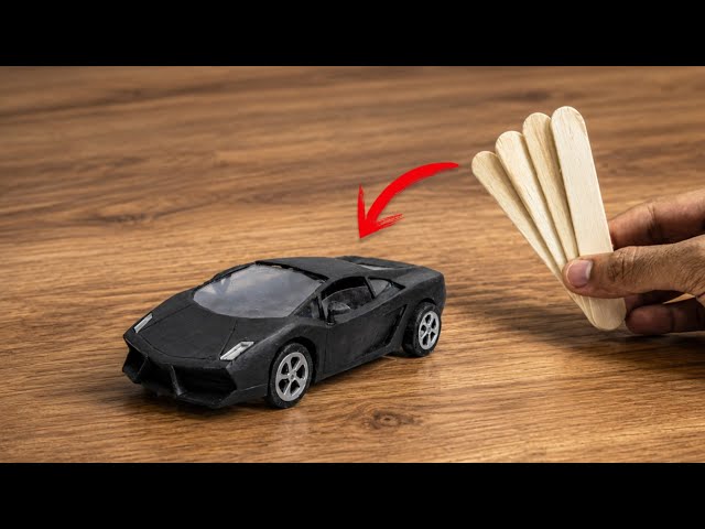 Turning Wooden Sticks into a LAMBORGHINI Galardo LP560! DIY Scale Model