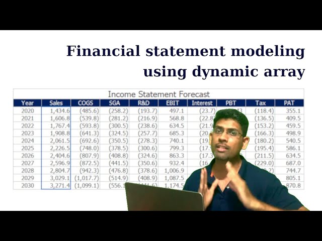 Building financial statement model using dynamic array