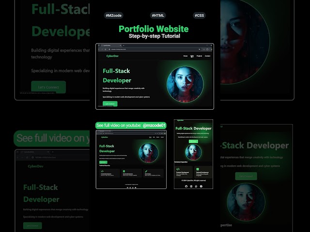 🚀 Portfolio Website | Responsive HTML, CSS & JS | MZCode01 #website #coding #shorts #css #html #js