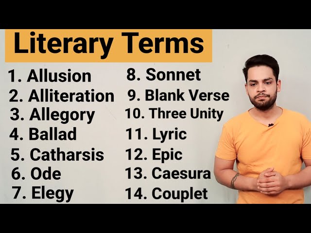 Terms Sonnet Alliteration Blank Verse Allegory Ballad Lyric Catharsis Epic Ode Caesura Elegy Couplet