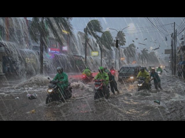 HEAVY RAINSTORM HITS A RURAL VILLAGE ON JAVA ISLAND,INDONESIA⛈️🌧️