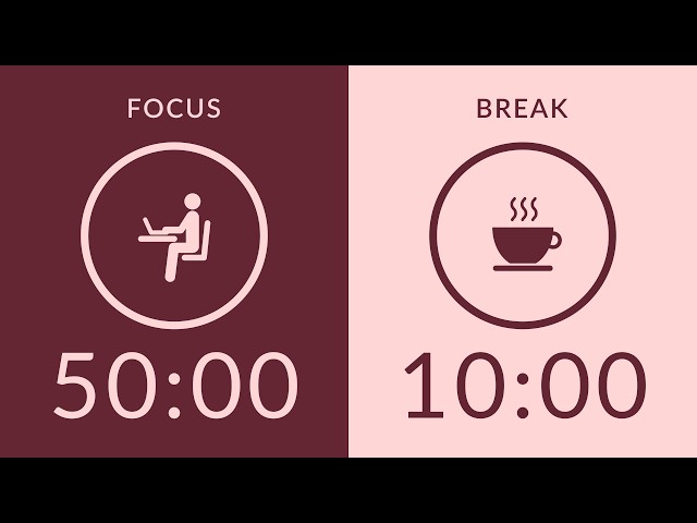 50/10 Pomodoro Timer with Brown Noise 🎧 4-Hour Study with Me for Deep Focus & ADHD ✨