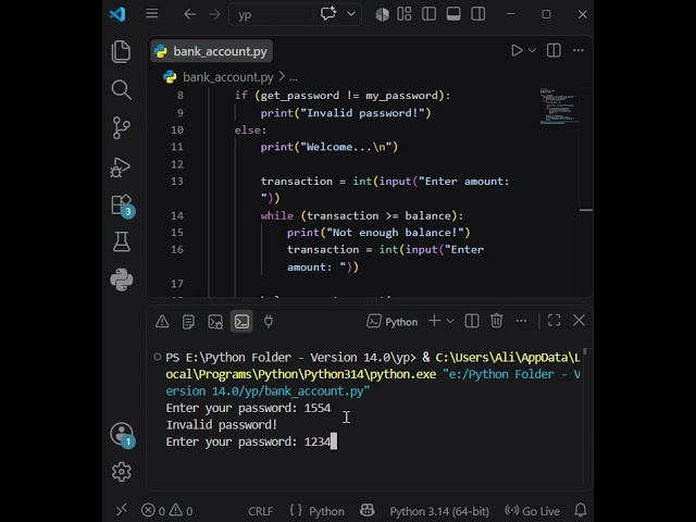 ATM transaction | a mini Python project #ATM #security