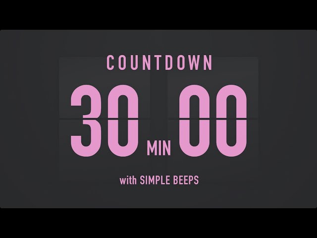 30 Minute Countdown Timer ⏳ Flip Clock with Simple Beeps 💕🖤