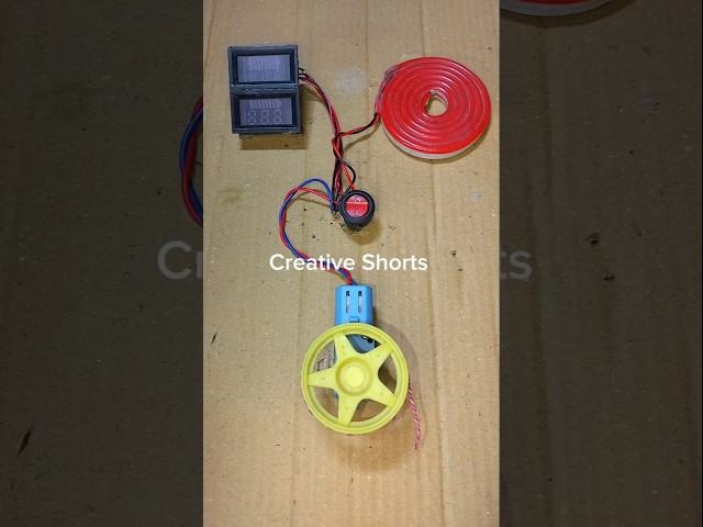 Powering Two Voltage Meter and a Neon Strip Light With Metal Gear Motor _ DC Motor #dcmotor #shorts