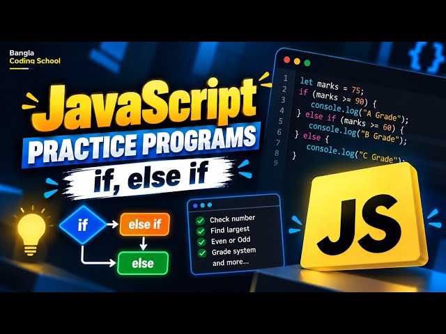 JavaScript Programs for Beginners | Conditional Statements Practice Solutions #Video5