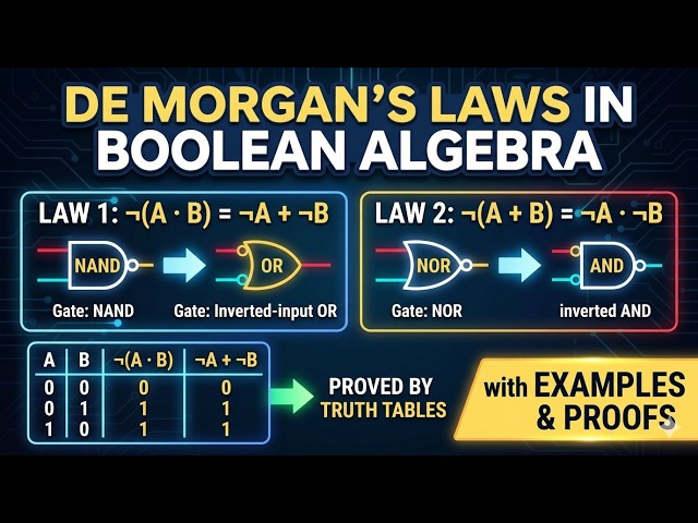 De Morgan’s Laws in Boolean Algebra Explained with Truth Tables & Examples